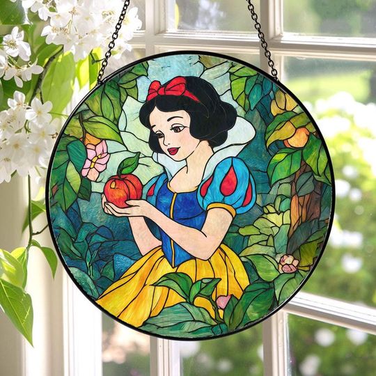 Disney Snow White Princess Stained Glass Suncatcher, Snow White Window Hanging, Snow White Suncatcher, Disney Princess Decor