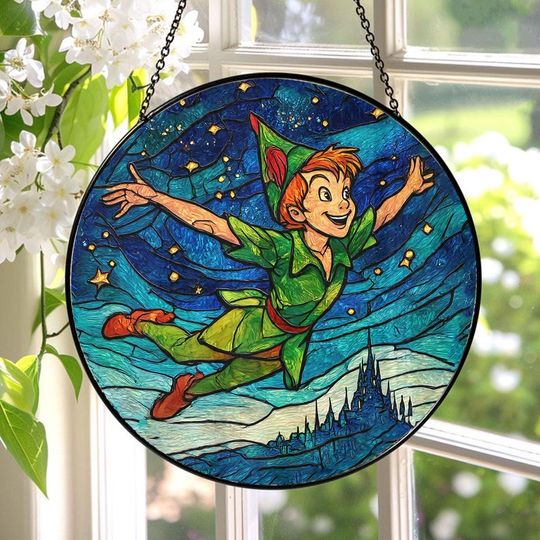 Disney Peter Pan Stained Glass Suncatcher, Disney Peter Pan Window Hanging, Disney Peter Pan Suncatcher, Disney Peter Pan Decor