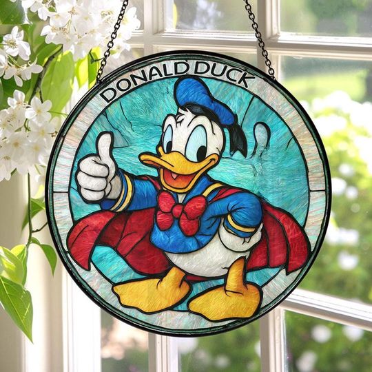 Discover Disney Donald Duck Stained Glass Suncatcher, Disney Donald Duck Window Hanging, Disney Donald Duck Suncatcher, Disney Decor