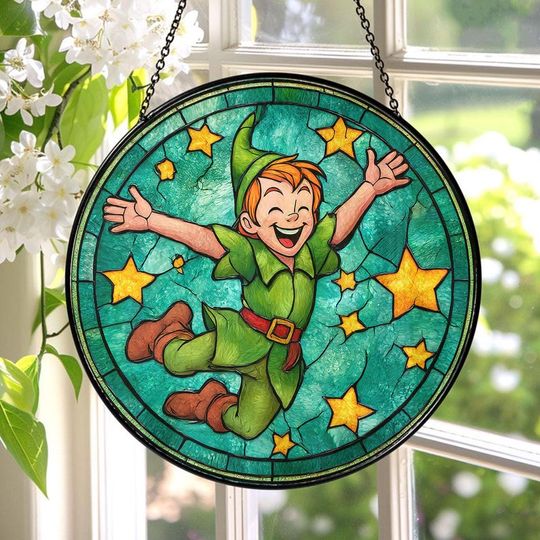 Disney Peter Pan Stained Glass Suncatcher, Disney Peter Pan Window Hanging, Disney Peter Pan Suncatcher, Disney Peter Pan Decor