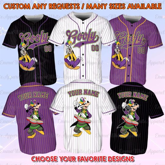 Discover Goofy Mardi Gras King Jersey, Disney Mickey And Friends Purple Gold Green Jersey, New Orleans Trip Shirt, Disneyland Family Matching Shirt