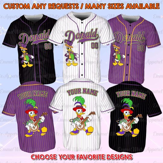 Discover Donald Mardi Gras King Jersey, Disney Mickey And Friends Purple Gold Green Jersey, New Orleans Trip Shirt, Disneyland Family Matching Shirt