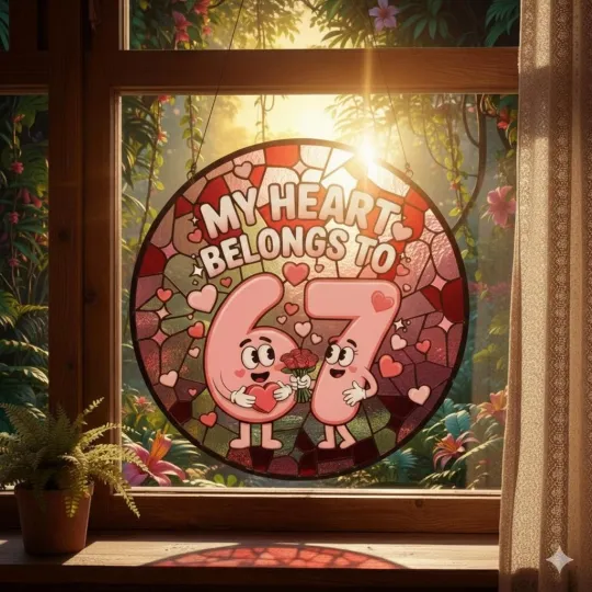 Discover Romantic Couple Window Suncatcher, Stained Glass Style Valentine Gift