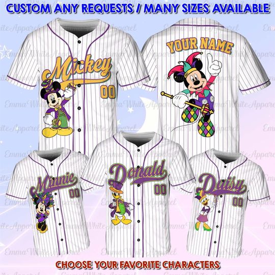 Discover Mickey And Friends Mardi Gras King Jersey, Disney Mickey Purple Gold Green Jersey, New Orleans Trip Shirt, Disneyland Family Matching Shirt