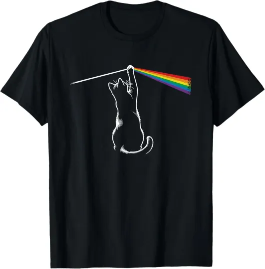 Discover Playing with Light Cat Gift Men Kids Women Funny Cat T-Shirt