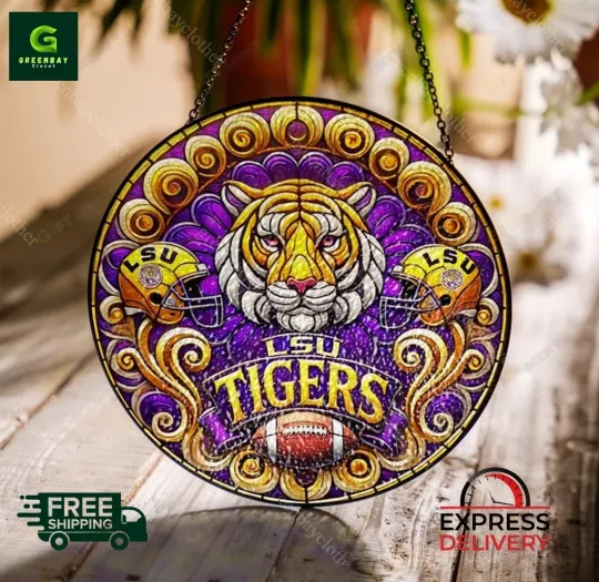 Discover LSU Tigers Football Stained Glass Suncatcher Window Hanging Rainbow Maker Decor