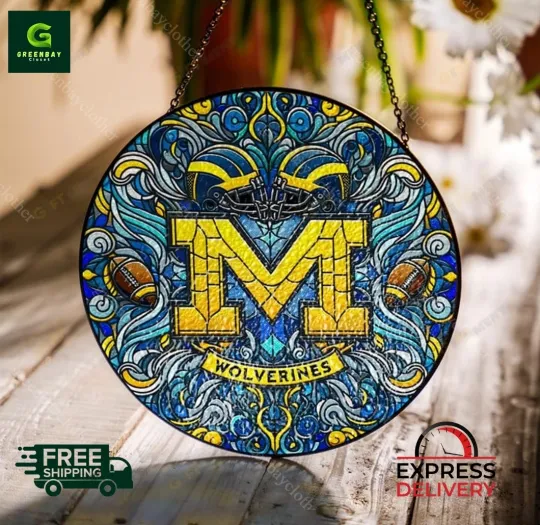 Discover Michigan Wolverines Football Stained Glass Suncatcher Window Hanging Decor