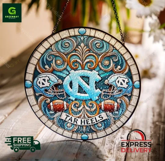Discover North Carolina Tar Heels Football Stained Glass Suncatcher Window Hanging Decor