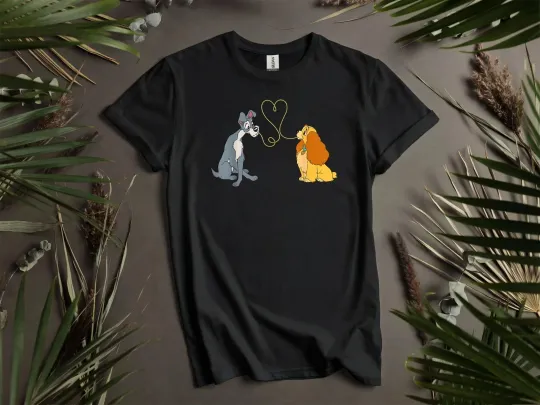 Discover Disney Lady And Tramp Couple Dogs Valentine T-shirt