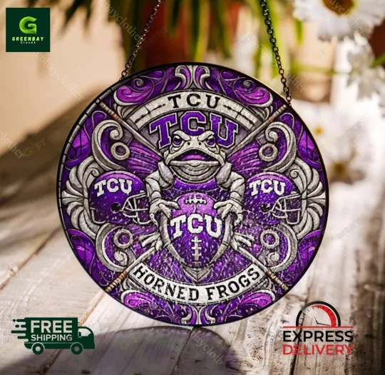 Discover TCU Horned Frogs Football Stained Glass Suncatcher Window Hanging Rainbow Maker
