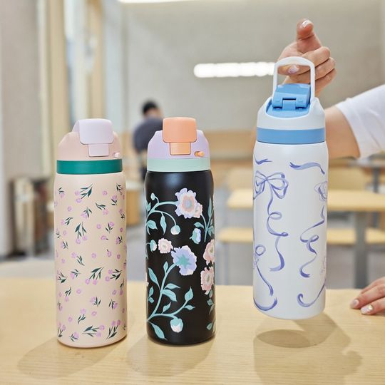 Discover 32oz Stainless Steel Thermos Water Bottle Cute Travel Vacuum Flasks  Thermal Cup With Straw Sports Gym Water Bottle For Woman