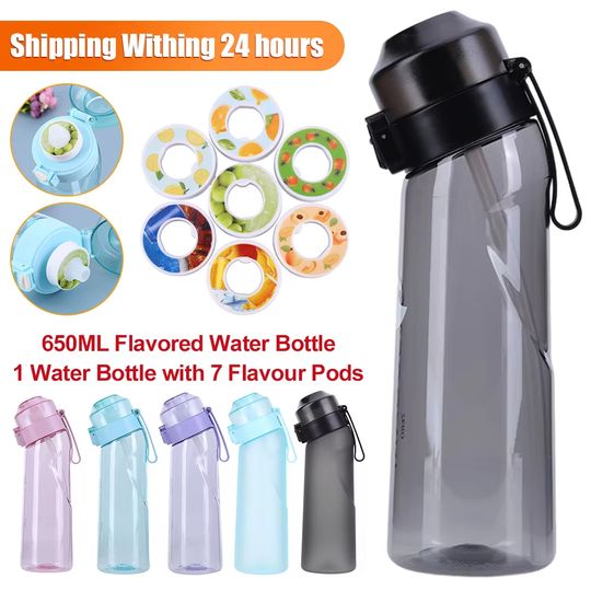 Discover 650ml Flavored Water Bottle with Flavor Pods Frosted Air Water up Bottle Camping Fishing Water Cup Set for Outdoor Activities