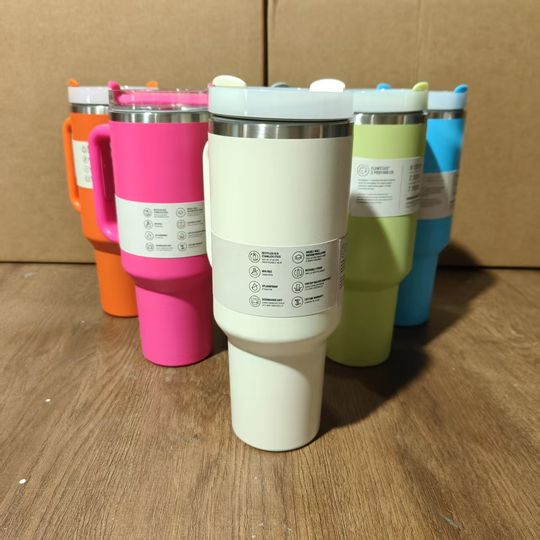 Discover Minimalist Modern 40 Oz Flat-bottomed Cup with Handle and Straw Lid | Thermos Cup Reusable | Gifts for Women |