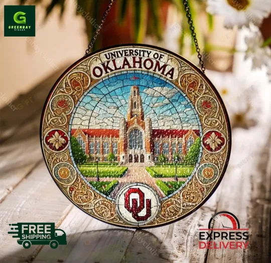 Discover University of Oklahoma Stained Glass Suncatcher Window Hanging Rainbow Maker
