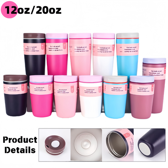 Discover 12oz/20oz Large Capacity Car Mounted Stainless Steel Thermos Cup Travel Thermos Bottle Coffee Mug Vacuum Flask Insulated Cups