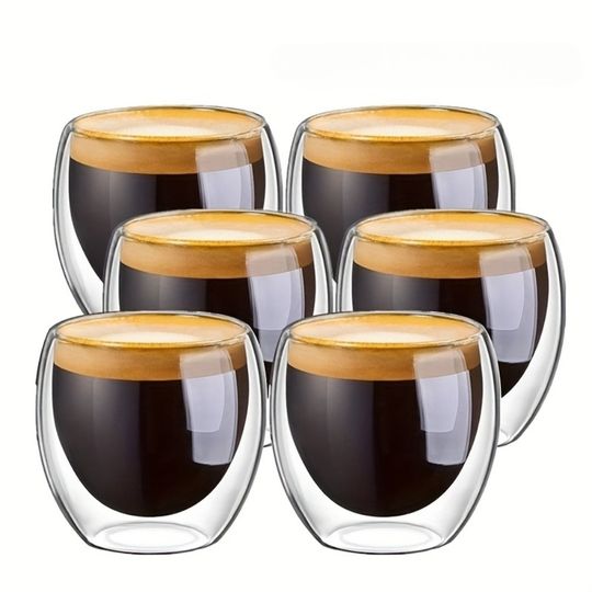 Discover 80/250/450ml Double-Wall Insulated Clear Glass Espresso Cups Perfect for Tea, Coffee, Latte, Cafe, Milk, Restaurant Use