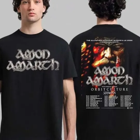 Discover Amon Amarth Europe UK Tour 2026 Viking Metal Band Concert T-Shirt