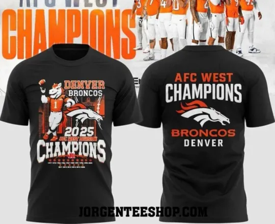Discover Denverr Broncoo Champions Logo 2025 Afc West Division 2 Sides T-Shirt