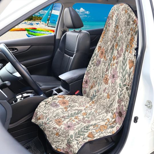 Discover Wildflowers Car Seat Towel, Floral Towel Cover for Car Seat, Waterproof Car Seat Cover for Pets Beach Sports, Universal Fit, Car Gift