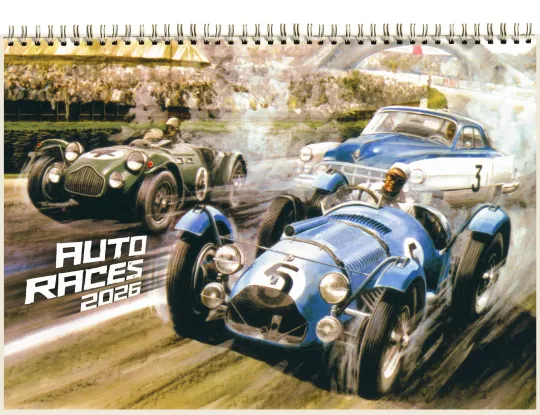 Discover 2026 Wall Calendar Vintage Car Rally Grand Prix Illustrations