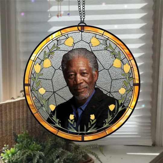 Discover Morgan Freeman Stained Glass Suncatcher - Home Window Hanging Ornament