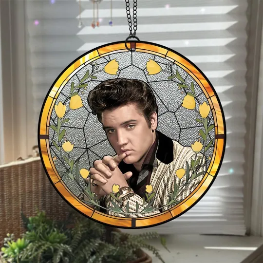 Discover Elvis Presley Stained Glass Suncatcher - Home Window Hanging Ornament