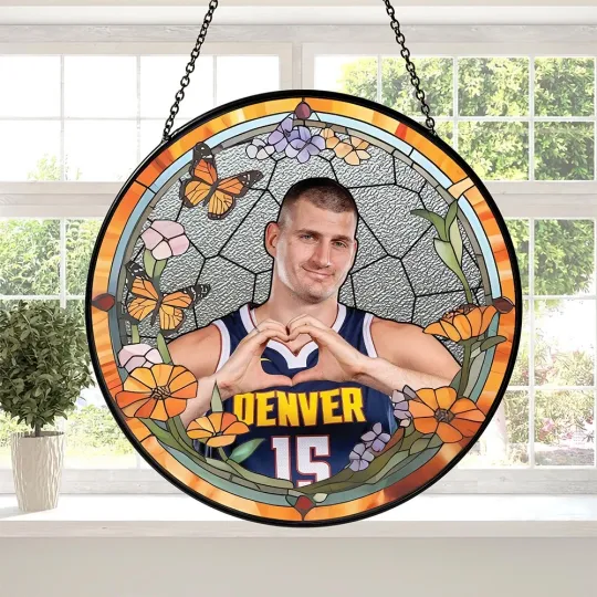 Discover Nikola Jokic Stained Glass Suncatcher - Home Window Hanging Ornament