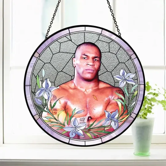 Discover Mike Tyson Stained Glass Suncatcher - Home Window Hanging Ornament