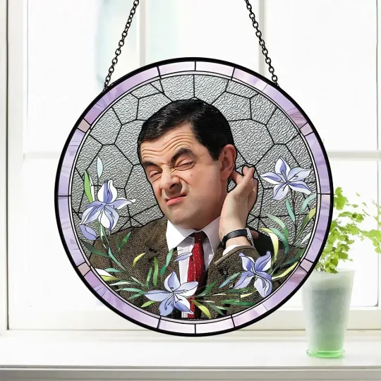 Discover Rowan Atkinson Stained Glass Suncatcher - Home Window Hanging Ornament