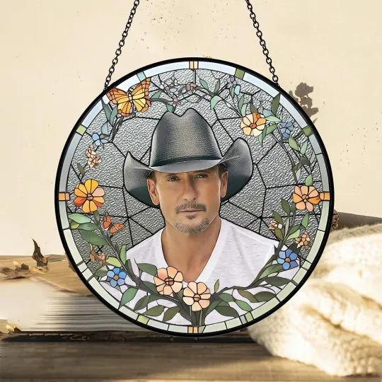 Discover Tim Mcgraw Stained Glass Suncatcher- Home Window Hanging Ornament