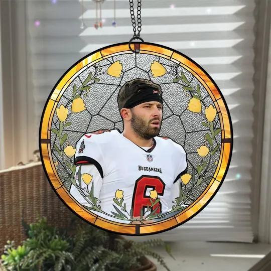 Discover Baker Mayfield Stained Glass Suncatcher- Home Window Hanging Ornament