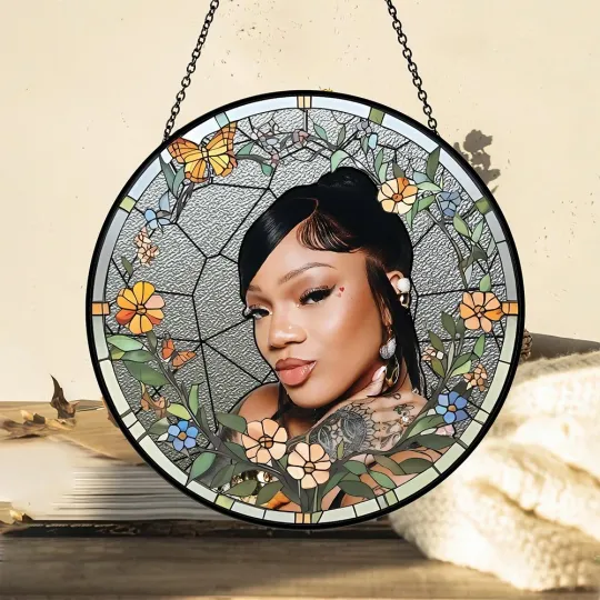 Discover GloRilla Stained Glass Suncatcher- Home Window Hanging Ornament