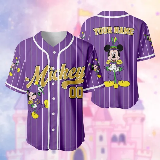 Discover Personalized Mickey Mouse Mardi Gras Festival New Orleans Baseball Jersey Shirt
