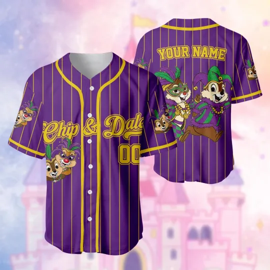 Discover Personalized Chip N Dale Happy Mardi Gras Carnival Baseball Jersey Shirt