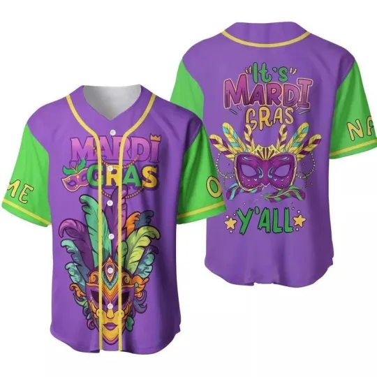 Discover Mardi Gras Baseball Jersey   New Orleans Party Shirt   Carnival Festival Outfit