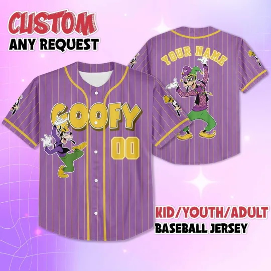 Discover Personalized Goofy Dog Mardi Gras New Orleans Carnival Baseball Jersey Shirt