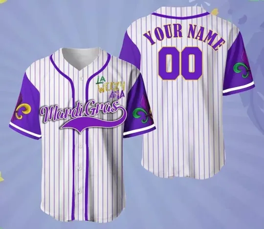 Discover Personalized La Weezy Ana Mardi Gras Carnival 3D Baseball Jersey Shirt Us Size