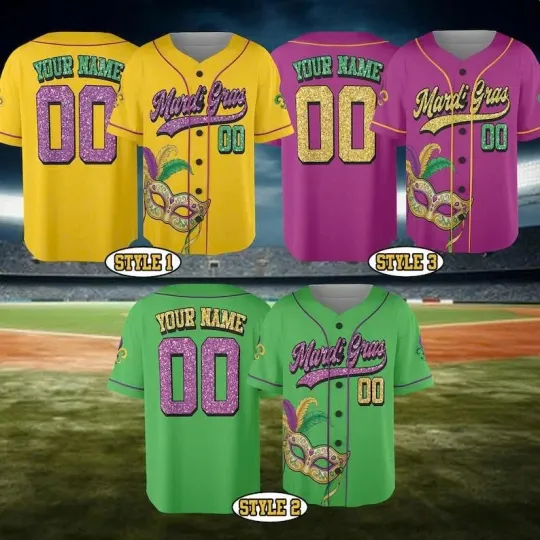 Discover Custom Mardi Gras Baseball Jersey Personalized Team Shirt Name Number