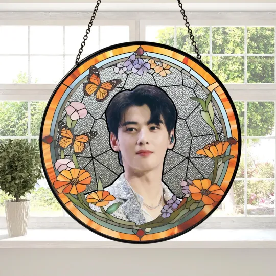Discover Cha Eun-woo Stained Glass Suncatcher- Home Window Hanging Ornament