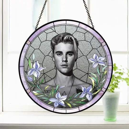 Discover Justin Bieber Stained Glass Suncatcher- Home Window Hanging Ornament