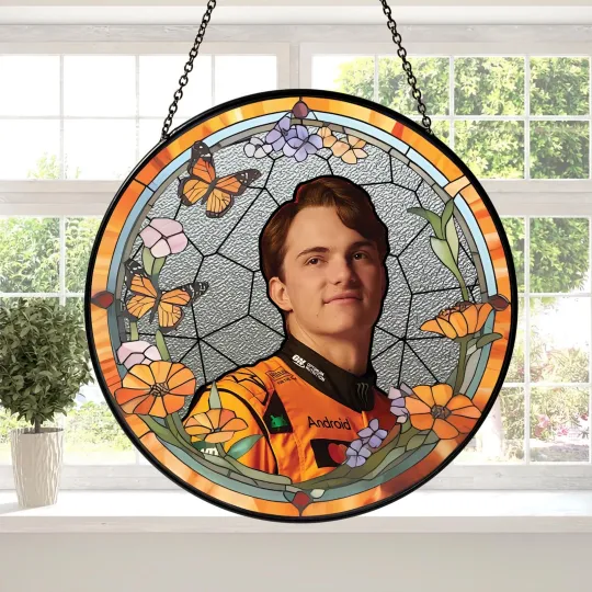 Oscar Piastri Stained Glass Suncatcher-Home Window Hanging Ornament