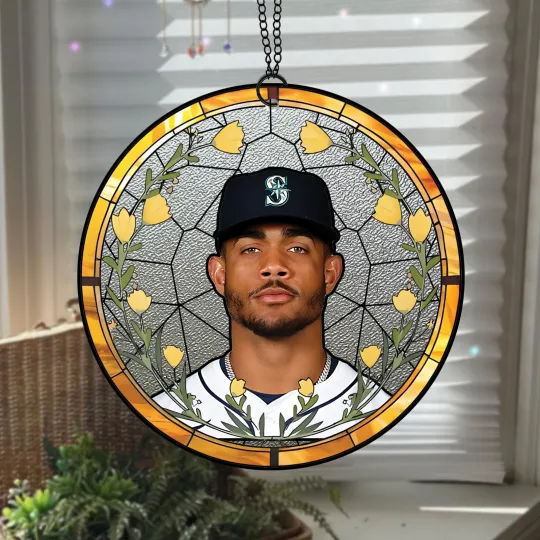 Discover Julio Rodríguez Stained Glass Suncatcher-Home Window Hanging Ornament