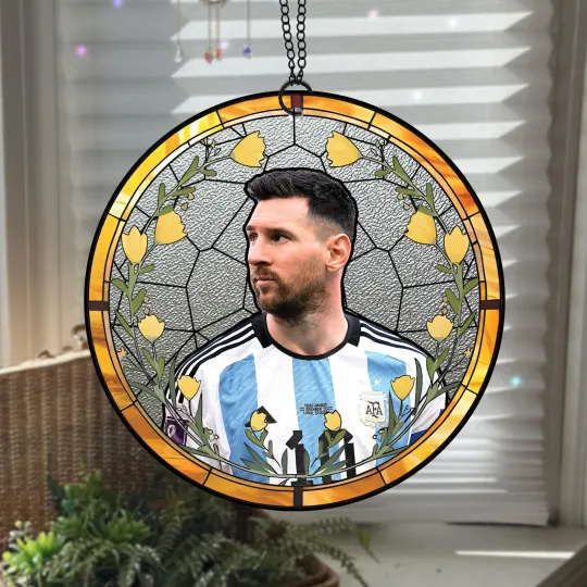 Discover Messi Stained Glass Suncatcher-Home Window Hanging Ornament