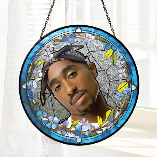 Discover Tupac Shakur Stained Glass Suncatcher- Home Window Hanging Ornament