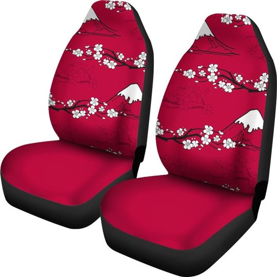 Discover Sakura Japanese Floral Car Seat Covers: Universal Fit, Set of 2