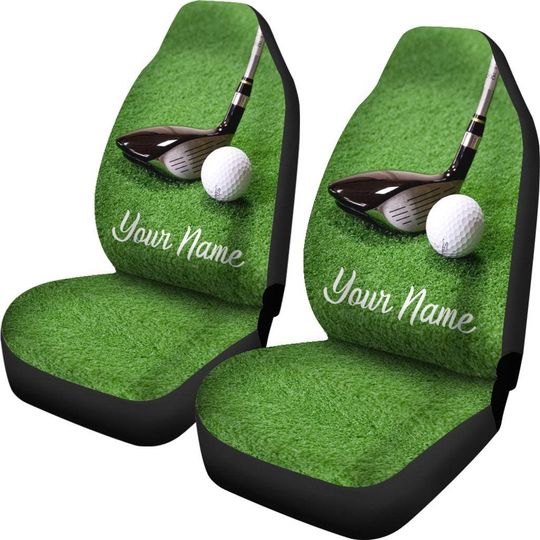 Discover Custom Name Golf Car Seat Covers: Front Seat Protector (Set of 2)