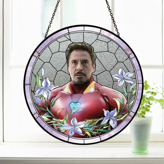 Discover Iron Man Stained Glass Suncatcher - Home Window Hanging Ornament