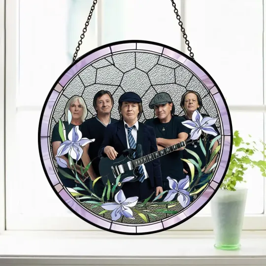 Discover AC_DC Stained Glass Suncatcher - Home Window Hanging Ornament