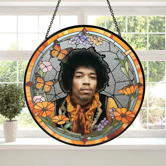 Discover Jimi Hendrix Stained Glass Suncatcher- Home Window Hanging Ornament