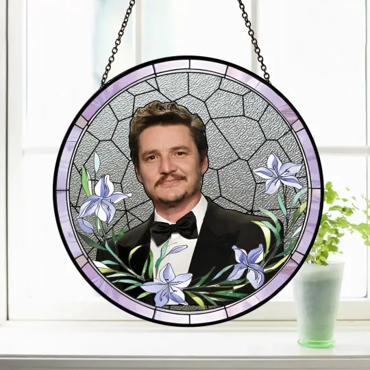 Discover Pedro Pascal Stained Glass Suncatcher- Home Window Hanging Ornament